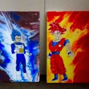 Twin dragon ball z paintings